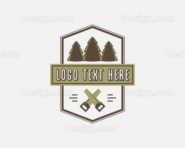 Handsaw Tree Lumberjack Logo