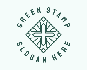 Green Religion Cross logo design