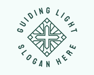 Green Religion Cross logo design