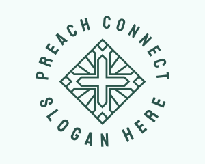 Green Religion Cross logo design