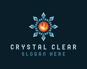 Crystal Snowflake Flame logo design