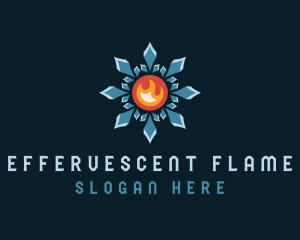 Crystal Snowflake Flame logo design