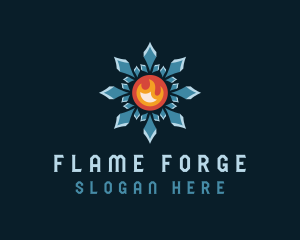 Crystal Snowflake Flame logo design