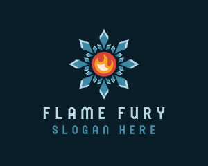 Crystal Snowflake Flame logo design