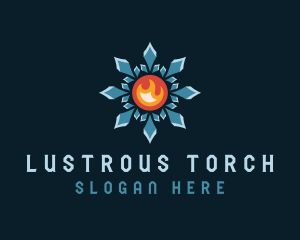 Crystal Snowflake Flame logo design