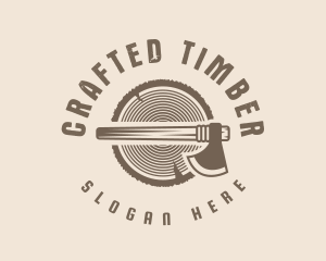 Woodcutter Axe Stump logo design