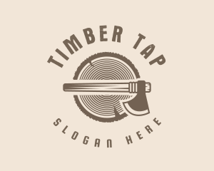 Woodcutter Axe Stump logo design