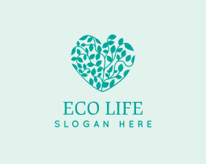 Eco Heart Plant logo design