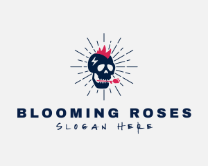 Rose Punk Skull Tattoo logo design