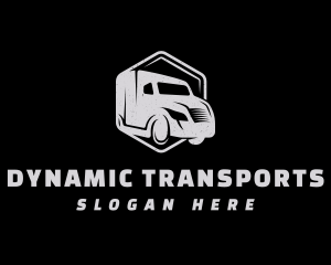 Truck Transportation Hexagon logo design