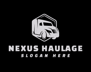 Truck Transportation Hexagon logo design