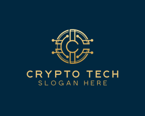 Crypto Circuit Letter C logo design