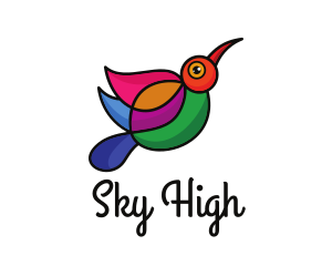 Colorful Hummingbird Outline logo