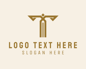 Gold Luxury Letter T logo