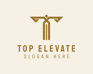 Gold Luxury Letter T logo design