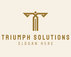 Gold Luxury Letter T logo design