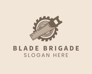 Saw Blade Log Carpentry logo design