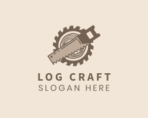 Saw Blade Log Carpentry logo design