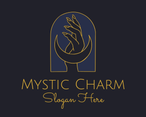 Mystic Lunar Moon Hand logo design