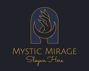 Mystic Lunar Moon Hand logo design