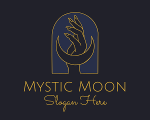 Mystic Lunar Moon Hand logo design