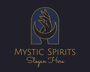 Mystic Lunar Moon Hand logo design