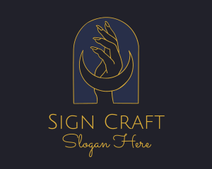 Mystic Lunar Moon Hand logo design