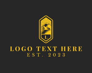 Luxurious Mountain Camping Hexagon logo
