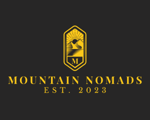 Luxurious Mountain Camping Hexagon logo design