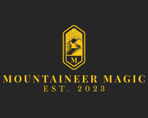 Luxurious Mountain Camping Hexagon logo design