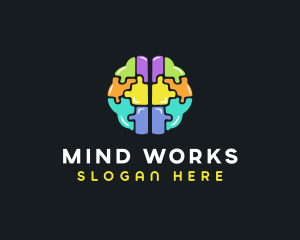 Brain Jigsaw Puzzle logo design