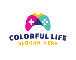 Colorful Mosaic Controller Video Game logo design