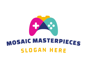 Colorful Mosaic Controller Video Game logo design