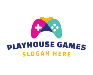 Colorful Mosaic Controller Video Game logo design