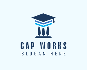 Graduation Cap Pillar  logo design