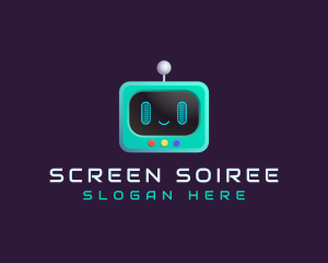 Cute Robot TV Screen App logo design