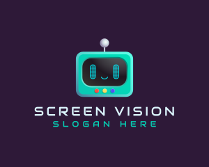 Cute Robot TV Screen App logo design