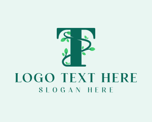 Floral Leaf Letter T logo