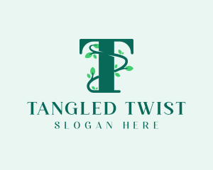 Floral Leaf Letter T logo design