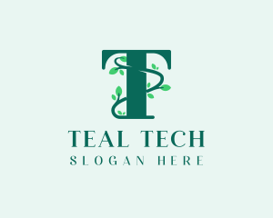 Floral Leaf Letter T logo design