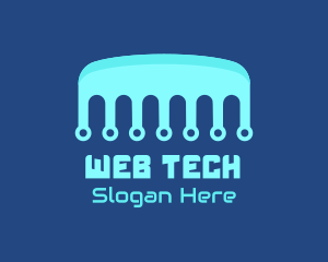 Blue Circuitry Comb logo design