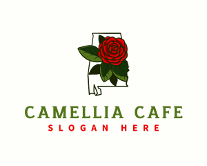 Camellia Flower Alabama logo design