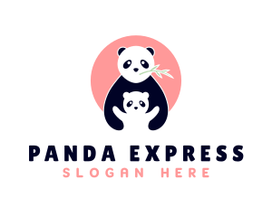 Panda Bear & Cub Zoo logo design