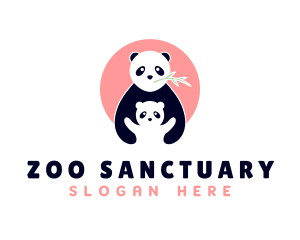 Panda Bear & Cub Zoo logo design