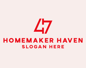 Red Number 47  logo design