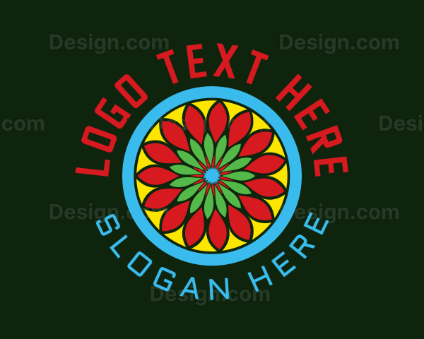 Flower Mandala Stained Glass Logo