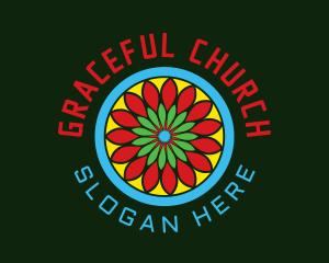 Flower Mandala Stained Glass logo