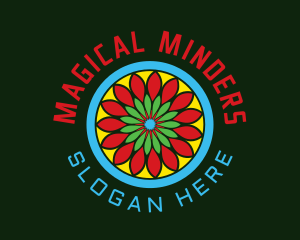 Flower Mandala Stained Glass logo design