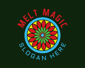 Flower Mandala Stained Glass logo design