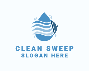 Water Drop Squeegee Cleaning logo design